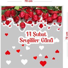 New Jargon Alta Bakan Güller Sevgililer Günü Cam Vitrin Oda Stickerı 70CM