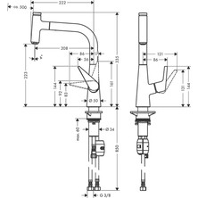 Hansgrohe 72822000 Hg Talis Select S Tek Kollu Evye Bataryası