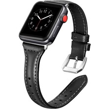 MobaxAksesuar Apple Watch 44/45/46/49mm Kordon İnce Deri Kordon 2/3/4/5/6/se/7/8/9/10/11/ultra