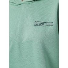 Aeropostale Kapüşonlu Crop Baskılı Kadın Yeşil Sweatshirt - K-GAIA-Y