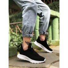 Xon1 333 Triko Yüksek Taban Tarz Sneakers Siyah Beyaz Erkek Spor Ayakkabısı