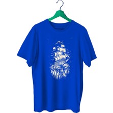 Bluu Wave Spor T-Shirt Bisiklet Yaka