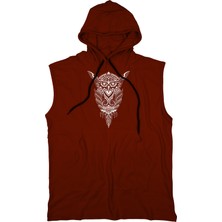 Bluu Owl Unisex Kapşonlu Kolsuz T-Shirt %100 Pamuklu Nefes Alabilir Kumaş ile Konfor