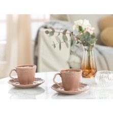 English Home Viyana Porselen 2'li Kahve Fincan Takımı 80 Ml Gül Kurusu