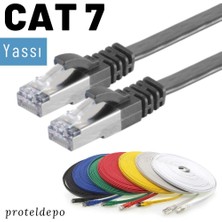 IRENIS CAT7 Yassı FTP Ethernet (Network, LAN) Kablosu, Siyah, 7.50 metre