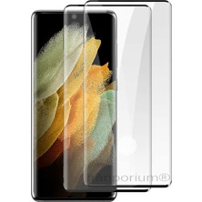 Hanporium Samsung Galaxy S22 Ultra Kavisli Ekran Koruyucu Nano Polimer Film Ekranı Tam Kaplar Ultra Darbe Emici Etkin Koruma