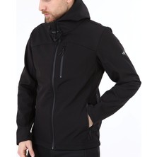 Ghassy Co. Erkek Içi Polarlı Su Geçirmez Softshell Spor Mont Outdoor Kullanım için Siyah