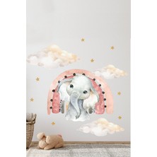 Kt Grup Sevimli Fil Gökkuşağı Bulutlar ve Yıldızlar Çocuk Odası Duvar Sticker