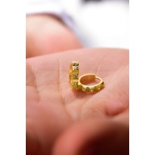 Papatya Silver 925 Ayar Gümüş Gold Kaplama Stony Slice Halka Küpe