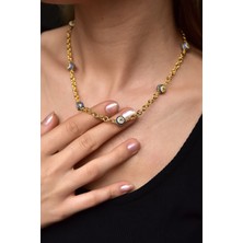 Papatya Silver 925 Ayar Gümüş Altın Kaplama Nazar Göz Kolye