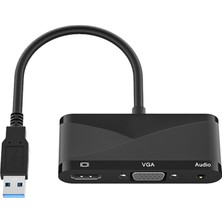 Sharplace USB 3.0 HDMI VGA Adaptörü Çoklu Ekran Desteği Windows 10 8 7 Için Masaüstü Siyah (Yurt Dışından)