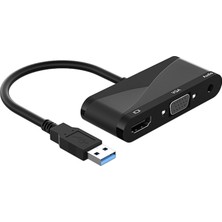 Sharplace USB 3.0 HDMI VGA Adaptörü Çoklu Ekran Desteği Windows 10 8 7 Için Masaüstü Siyah (Yurt Dışından)