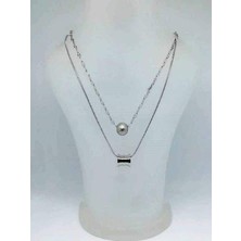 Eke Butik Beyaz Altın 2li Kolye