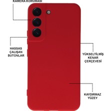 Caseworld Samsung Galaxy S22 Kapak Kamera Korumalı Içi Kadife Lansman Silikon Kılıf - Kırmızı