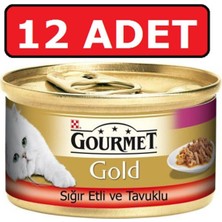 Gourmet Gold Sığır Etli ve Tavuklu Kedi Konservesi 12 Adet 85 gr Yaş Mama