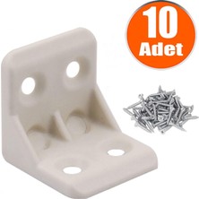 Badem10 Mobilya Eşya Dolap Köşebent Bağlantı Sabitleme Sabitleyici L Gönye 25x25x25 Mm Krem (10 ADET)