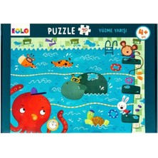 Eolo Yayıncılık Eolo +4 Yaş Kartopu ve Yüzme Yarışı 2'li Yer Puzzle Set (Eolo)