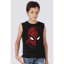 Rock&Roll Dijital Örümcek Siyah Kesik Kol | Kolsuz Erkek Çocuk T-Shirt | Atlet