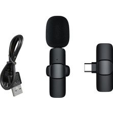 Balans Vlog Kiti Küçük Kablosuz Yaka Mikrofonu Gürültü Önleyici Sünger ve Yaka Klipsi Yazılımsız Bluetooth'lu, (Type-C)