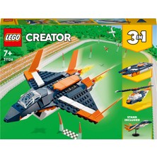 LEGO Creator 3’ü 1 Arada Süpersonik Jet 31126 - 7 Yaş ve Üzeri Çocuklar için Jet Uçağı, Helikopter ve Sürat Teknesi İçeren Oyuncak Yapım Seti (215 Parça)