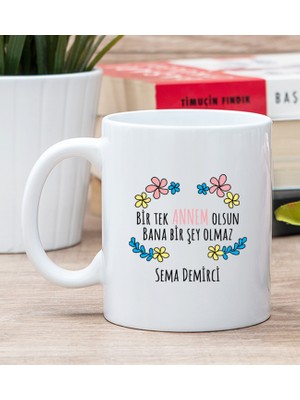 Hediye Dükkanı Kişiye Özel  Bir Tek Annem Olsun Beyaz Kupa Bardak