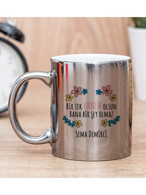 Hediye Dükkanı Kişiye Özel  Bir Tek Annem Olsun Silver Kupa Bardak