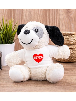 Hediye Dükkanı Kişiye Özel  Isim Yazılı Kırmızı Kalpli Peluş Köpek