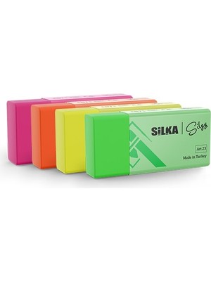 Silka Art3 Neon Orta Boy Silgi 4'lü