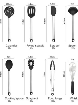 Sanlindou Isıya Dayanıklı Bpa Ücretsiz Silikon Mutfak Eşyaları Set Silikon Ve Paslanmaz Çelik Kolu Spatula Mutfak Aletleri | Pişirme Aracı Setleri (Yurt Dışından)