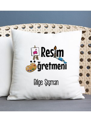 Hediye Dükkanı Kişiye Özel  Resim Öğretmeni Kare Yastık