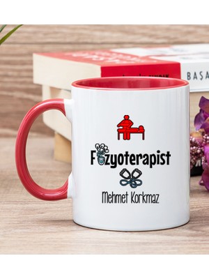 Hediye Dükkanı Kişiye Özel Fizyoterapist Kırmızı Kupa Bardak