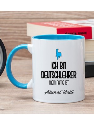 Hediye Dükkanı Kişiye Özel Erkek Almanca Öğretmeni Mavi Kupa Bardak