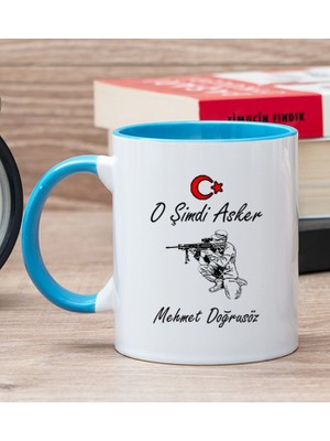 Hediye Dükkanı Kişiye Özel Askere Hediye Mavi Kupa Bardak