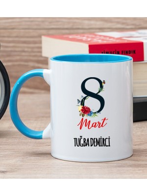 Hediye Dükkanı Kişiye Özel Kadınlar Gününe Özel Mavi Kupa Bardak