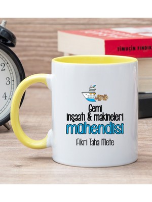 Hediye Dükkanı Kişiye Özel Gemi İnşaatı ve Mühendisi Sarı Kupa Bardak
