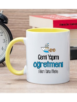 Hediye Dükkanı Kişiye Özel Gemi Yapımı Öğretmeni Sarı Kupa Bardak