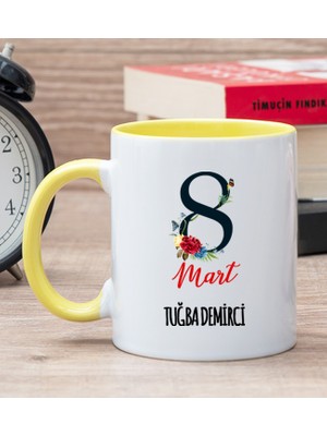 Hediye Dükkanı Kişiye Özel Kadınlar Gününe Özel Sarı Kupa Bardak