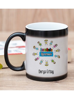 Hediye Dükkanı Kişiye Özel Anaokulu Öğretmeni Sihirli Kupa Bardak