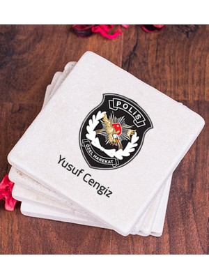 Hediye Dükkanı Kişiye Özel  Özel Harekat Polisi Taş Bardak Altlığı