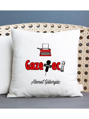 Hediye Dükkanı Kişiye Özel  Gazeteci Kare Yastık