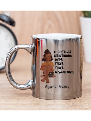 Hediye Dükkanı Kişiye Özel İyi Dostlar Biriktirdim Silver Kupa Bardak