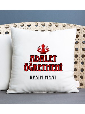Hediye Dükkanı Kişiye Özel  Adalet Öğretmeni Kare Yastık