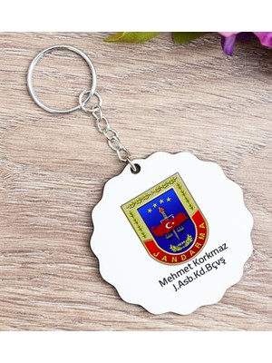 Hediye Dükkanı Kişiye Özel  Jandarma Logolu Ahşap Anahtarlık