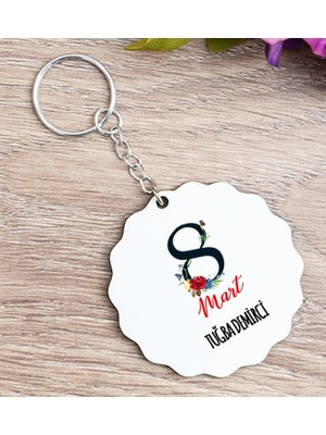 Hediye Dükkanı Kişiye Özel  Kadınlar Gününe Özel Ahşap Anahtarlık