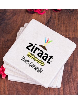 Hediye Dükkanı Kişiye Özel  Ziraat Mühendisi Taş Bardak Altlığı