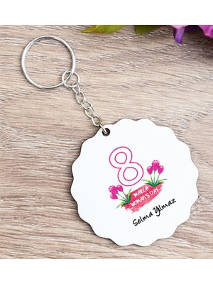 Hediye Dükkanı Kişiye Özel  Kadınlar Günü Hediyesi Ahşap Anahtarlık