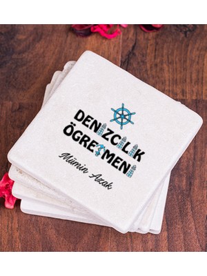 Hediye Dükkanı Kişiye Özel  Denizcilik Öğretmeni Taş Bardak Altlığı