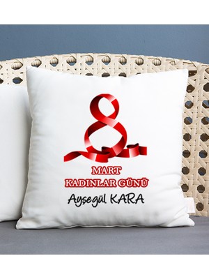 Hediye Dükkanı Kişiye Özel  Kadınlar Günü Hediyesi Kare Yastık