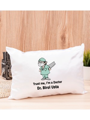 Hediye Dükkanı Kişiye Özel  Doktor Esprili Dikdörtgen Yastık