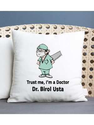 Hediye Dükkanı Kişiye Özel  Doktor Esprili Kare Yastık